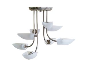 Udine 53cm Pendant 8 Light G9 Satin Chrome/Frosted Glass