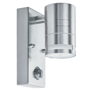 LED Outdoor & Porch (GU10 LED) - 1 Light PIR Wall Bracket, Stainless Steel, Frosted Glass