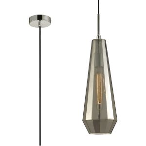 Markus 16cm Single Slim Cone Pendant 1 Light Polished Chrome/Smoke Black Glass