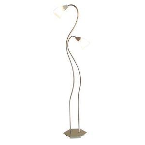 Chievo Floor Lamp With In-Line Dimmer 2 Light G9 Satin Chrome/Frosted Glass, NOT LED/CFL Compatible