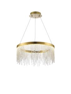 Bano Round Dimmable Pendant 29W LED, 4000K, 3500lm, French Gold / Crystal Chain, 3yrs Warranty