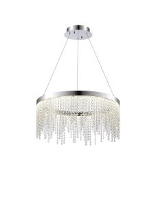 Bano Round Dimmable Pendant 29W LED, 4000K, 3500lm, Polished Chrome / Crystal Chain, 3yrs Warranty