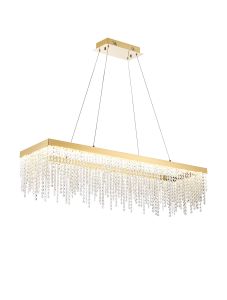 Bano Rectangular Dimmable Pendant 40W LED, 4000K, lm, French Gold / Crystal Chain, 3yrs Warranty