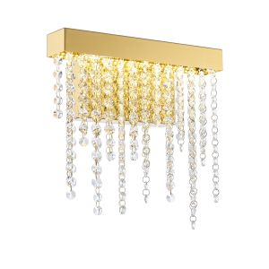 Bano Small Dimmable Wall Light 6W LED, 4000K, 660lm, French Gold / Crystal Chain, 3yrs Warranty