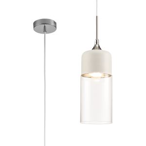 Mia 13cm Single Tube Pendant 1 Light E27 White/Clear Glass