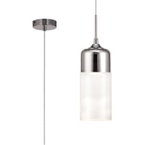 Mia Single Tube Pendant 1 Light E27 Polished Chrome/Clear Glass