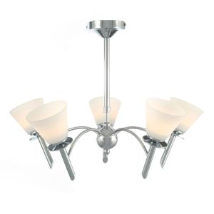 Kristina 45cm Pendant 5 Light G9 Polished Chrome/Opal Glass