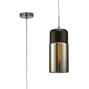 Mia 13cm Single Tube Pendant 1 Light E27 Polished Chrome/Black/Smoke Glass