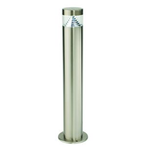 Pyramid Single LED Outdoor Pedestal Brushed Stainless Steel/Clear Finish