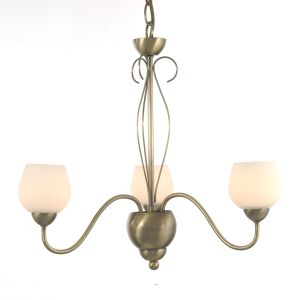 Klara 46cm Pendant 3 Light G9 Antique Brass/Opal Glass