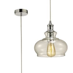 Carla 24.5cm Single Pendant 1 Light E27 Polished Chrome/Clear Glass