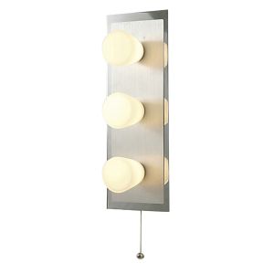 IP44 Cone Wall Lamp With Pull-Cord Switch 3 Light G9 Polished Chrome & Aluminium/Opal Glass