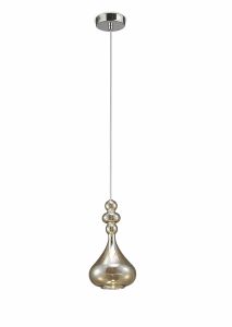 Reese Single Pendant 1 Light G9 Polished Chrome/Cognac Glass