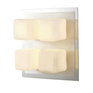 IP44 Cube Flush Ceiling 4 Light G9 Polished Chrome & Aluminium/Opal Glass