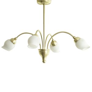 Rimini Pendant 4 Light G9 Satin Brass/Opal Glass