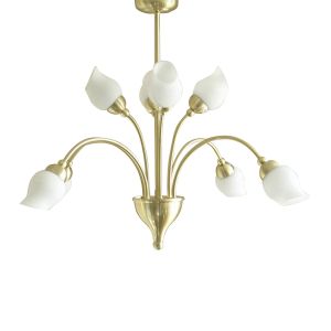 Rimini Pendant 8 Light G9 Satin Brass/Opal Glass