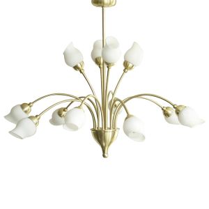 Rimini Pendant 12 Light G9 Satin Brass/Opal Glass