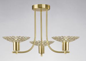 Ellen Semi Flush 3 Light G9 Satin Brass/Crystal