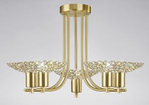 Ellen Semi Flush 5 Light G9 Satin Brass/Crystal