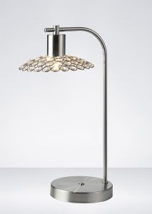 Ellen 1 Light G9 Crystal Table Lamp Satin Nickel
