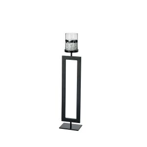 (DH) Nerissa Candle Holder 76cm Black/Clear Glass