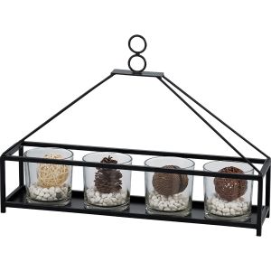 (DH) Athena 5 Candle Holder Medium Black/Clear Glass