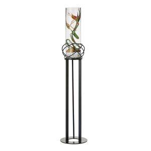 (DH) Oriana Floor Lamp Candle Holder 96Cm Black/Clear Glass