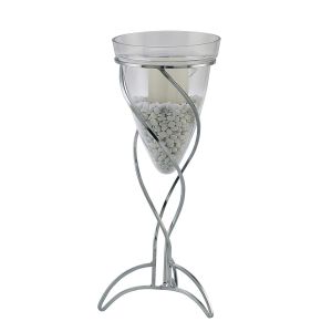 (DH) Tessa Cone Candle Holder 50.5Cm Polished Chrome/Clear Glass