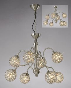 Apollo 51cm Pendant 8 Light G9 Satin Nickel/Crystal