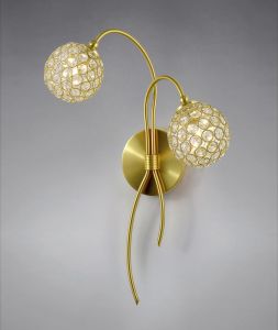 Apollo Wall Lamp 2 Light G9 Satin Brass/Crystal