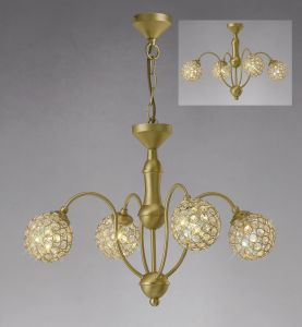 Apollo 51cm Pendant 4 Light G9 Satin Brass/Crystal