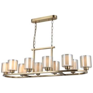 VODA 10 LIGHT LONG CHANDELIER ANTIQUE BRASS 10xE27