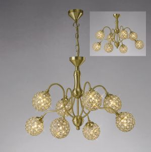 Apollo 51cm Pendant 8 Light G9 Satin Brass/Crystal