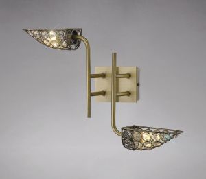 Ashton Wall Lamp 2 Light G9 Antique Brass/Crystal