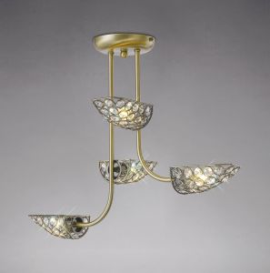 Ashton Semi Flush 4 Light G9 Antique Brass/Crystal