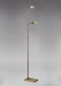 Ashton Floor Lamp 2 Light G9 Antique Brass/Crystal, NOT LED/CFL Compatible