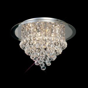 Atla 50cm Flush Ceiling 6 Light G9 Polished Chrome/Acrylic Trim/Crystal