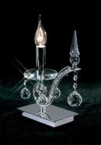 Tara Crystal Table Lamp 1 Light E14 Polished Chrome, NOT LED/CFL Compatible