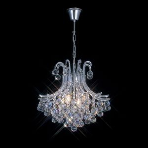 Bask 48cm Pendant Round 4 Light E14 Polished Chrome/Crystal