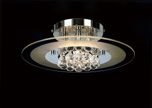 Delmar 39cm Flush Ceiling Round 4 Light G9 Polished Chrome/Glass/Crystal