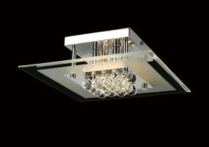 Delmar Flush Ceiling Square 4 Light G9 Polished Chrome/Glass/Crystal