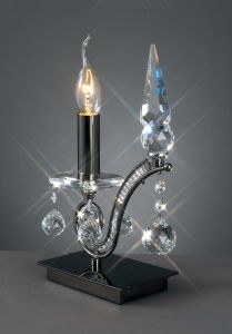 Tara Crystal Table Lamp 1 Light E14 Black Chrome, NOT LED/CFL Compatible