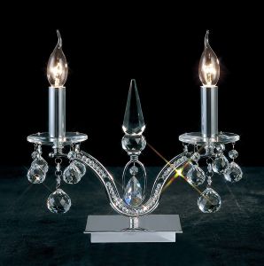 Tara Crystal Table Lamp 2 Light E14 Polished Chrome, NOT LED/CFL Compatible