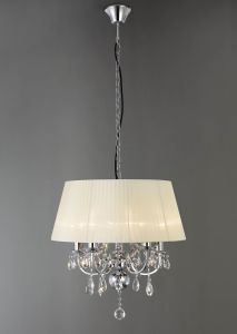 Olivia Pendant With Ivory Cmozarella Shade 5 Light E14 Polished Chrome/Crystal