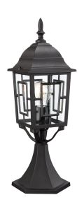 Monastir Pedestal/Post Lamp 1 Light E27 IP44 Exterior Black Aluminium/Glass