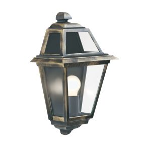 New Pastas - 1 Light Outdoor Wall Bracket, Black Gold, Clear Glass