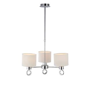 Polo Pendant With White Shade 3 Light E27 Polished Chrome