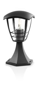 Creek Pedestal/Post Lamp 1 Light E27 IP44 Exterior Black Aluminium/Synthetic