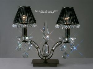 Tara Crystal Table Lamp 2 Light E14 Black Chrome, NOT LED/CFL Compatible