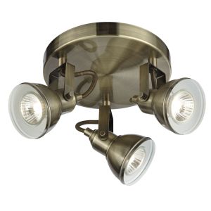 Focus - 3 Light Spotlight Disc, Antique Brass